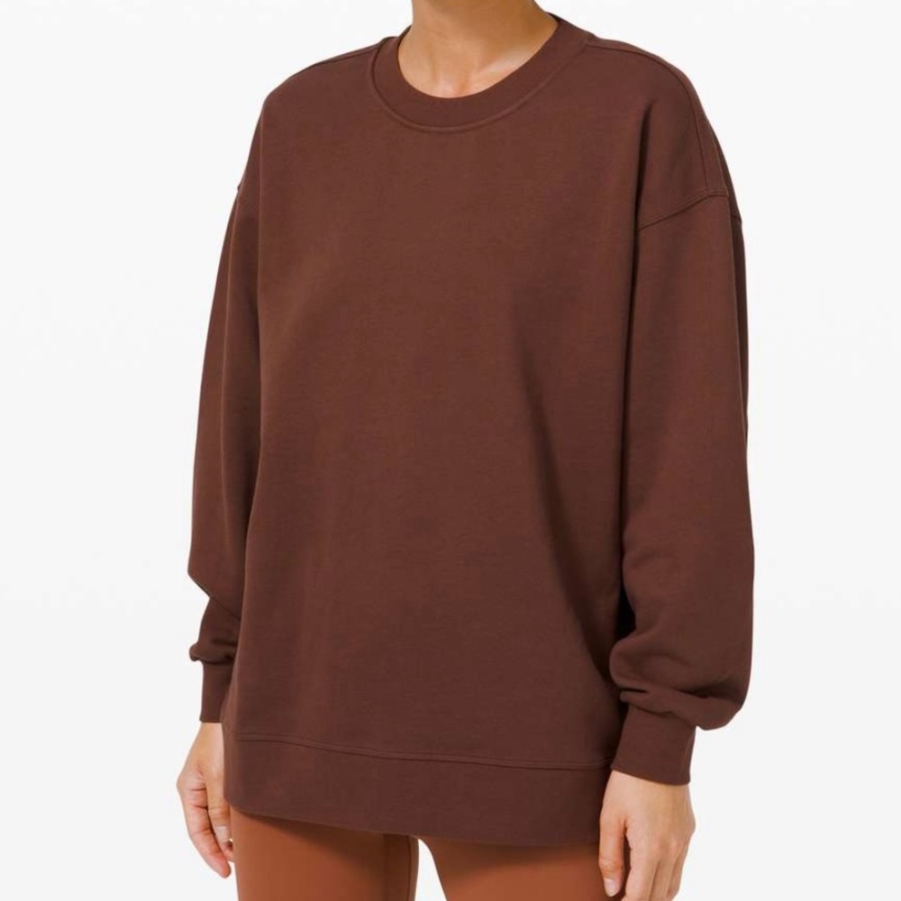 lululemon perfectly oversized crew in brown earth
